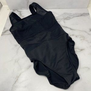 Miraclesuit Black One Piece Swimsuit Mesh Paneling Size 8